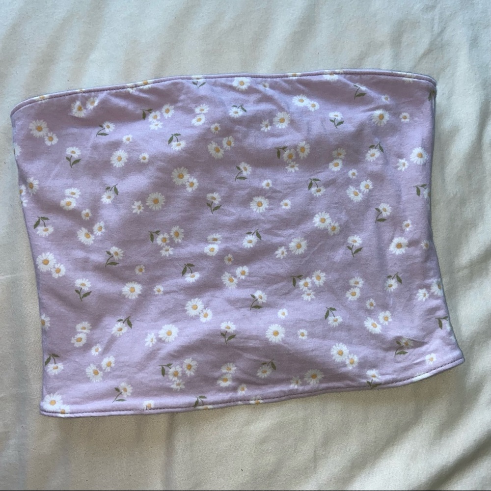 hollister purple floral reversible tube top